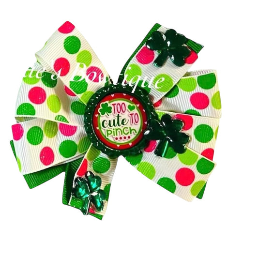 Too Cute To Pinch St Patricks Day Ribbon Bow