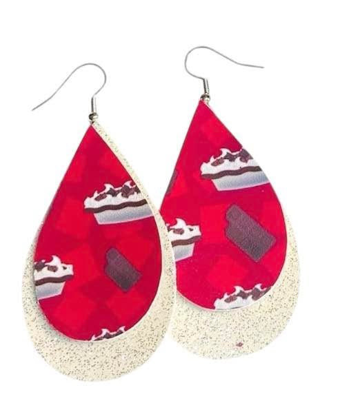 Chocolate Creme Pie Stacked Tear Drop Earrings
