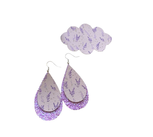 Lavender Stacked Tear Drop Earrings & Snap Clip Set