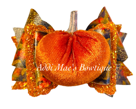 Leopard Pumpkin Patch Fall Bow