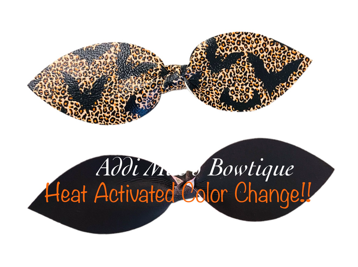 Leopard Bats Halloween Color Change Top Knot Clip Set