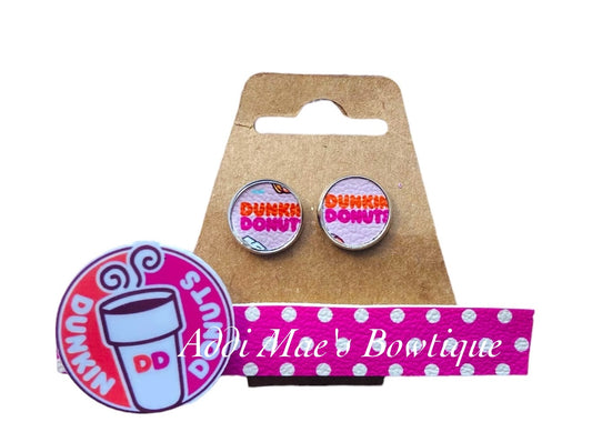 Donut Coffee Shop Clip, Earring Set