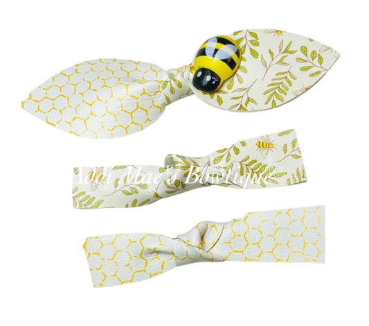 Honeybee Honeycomb Top Knot Clip, Knotted Clip, Crayon Clip Set