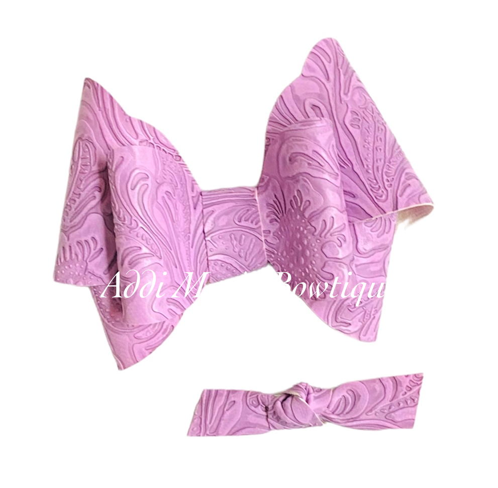 Lavender Embossed Faux Leather  Bow