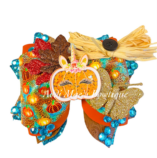Pumpkin Patch Unicorn Pumpkin Fall Bow