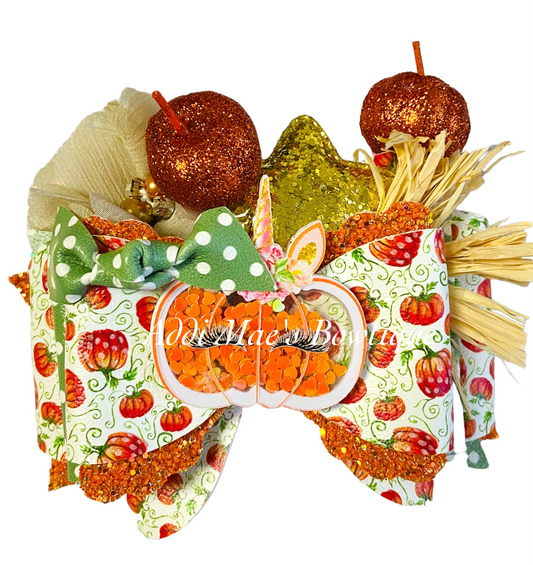 Pumpkin Patch Unicorn Pumpkin Fall Bow