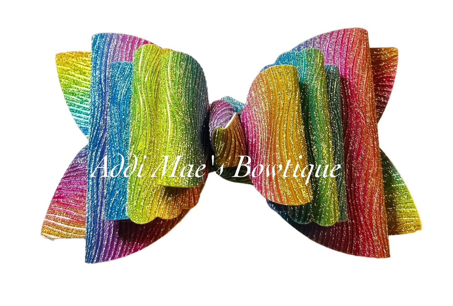 Rainbow Glitter Wave Bow