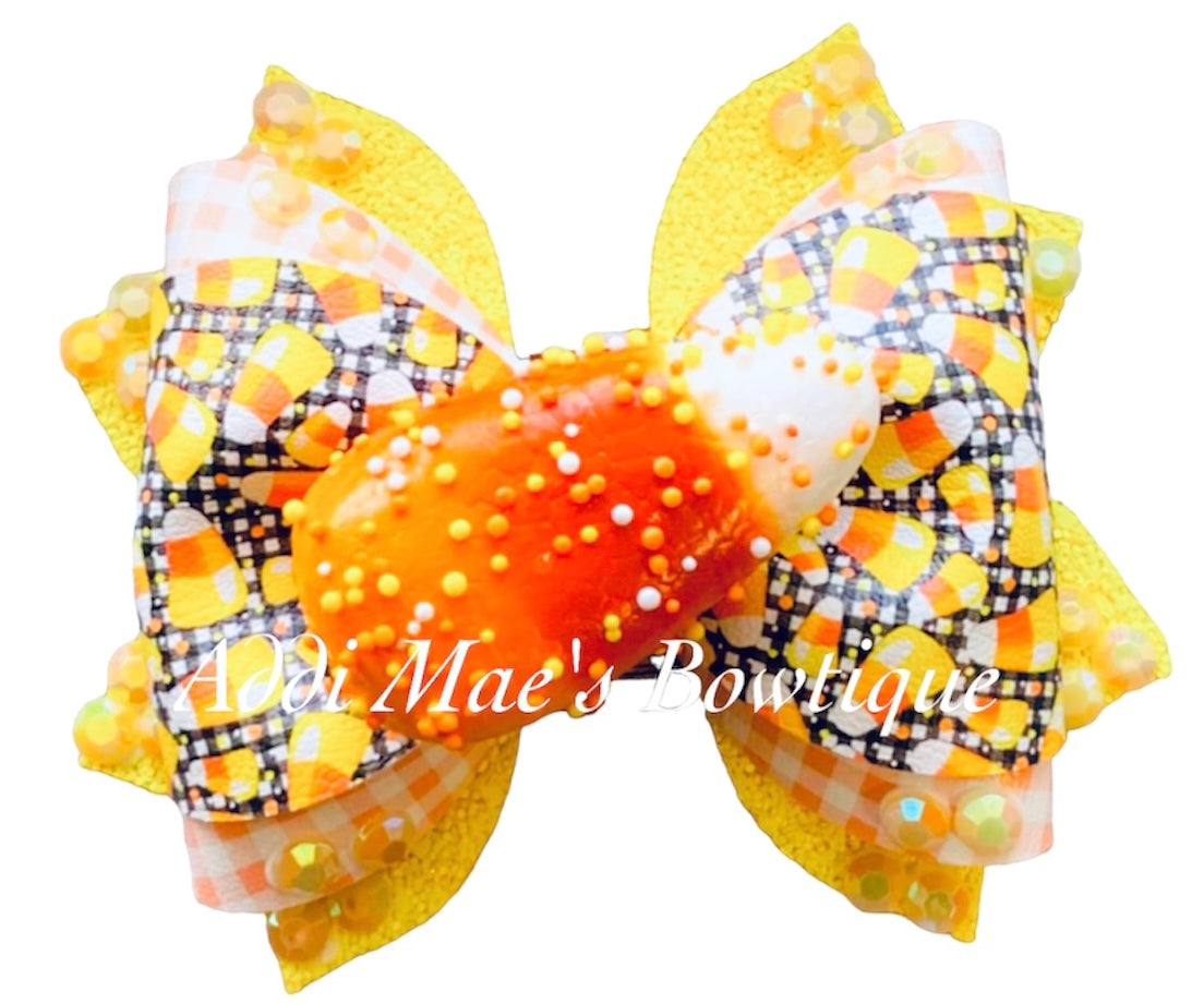 Candy Corn Fall Halloween Candy Bow
