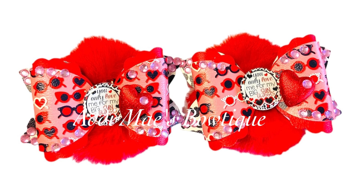 Heart Sunglasses  Valentines Pom Pom Piggy Set