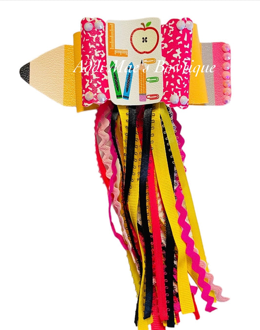 School Love Pencil Streamer Back To School Bow