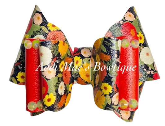 Black Floral Hairbow
