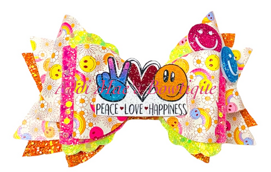 Groovy Smiley Face  Bow