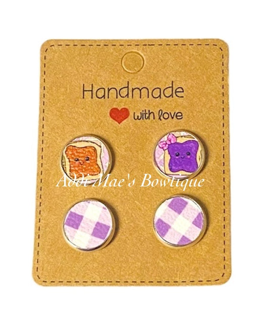 PB&J Gingham 12 mm Earring Studs