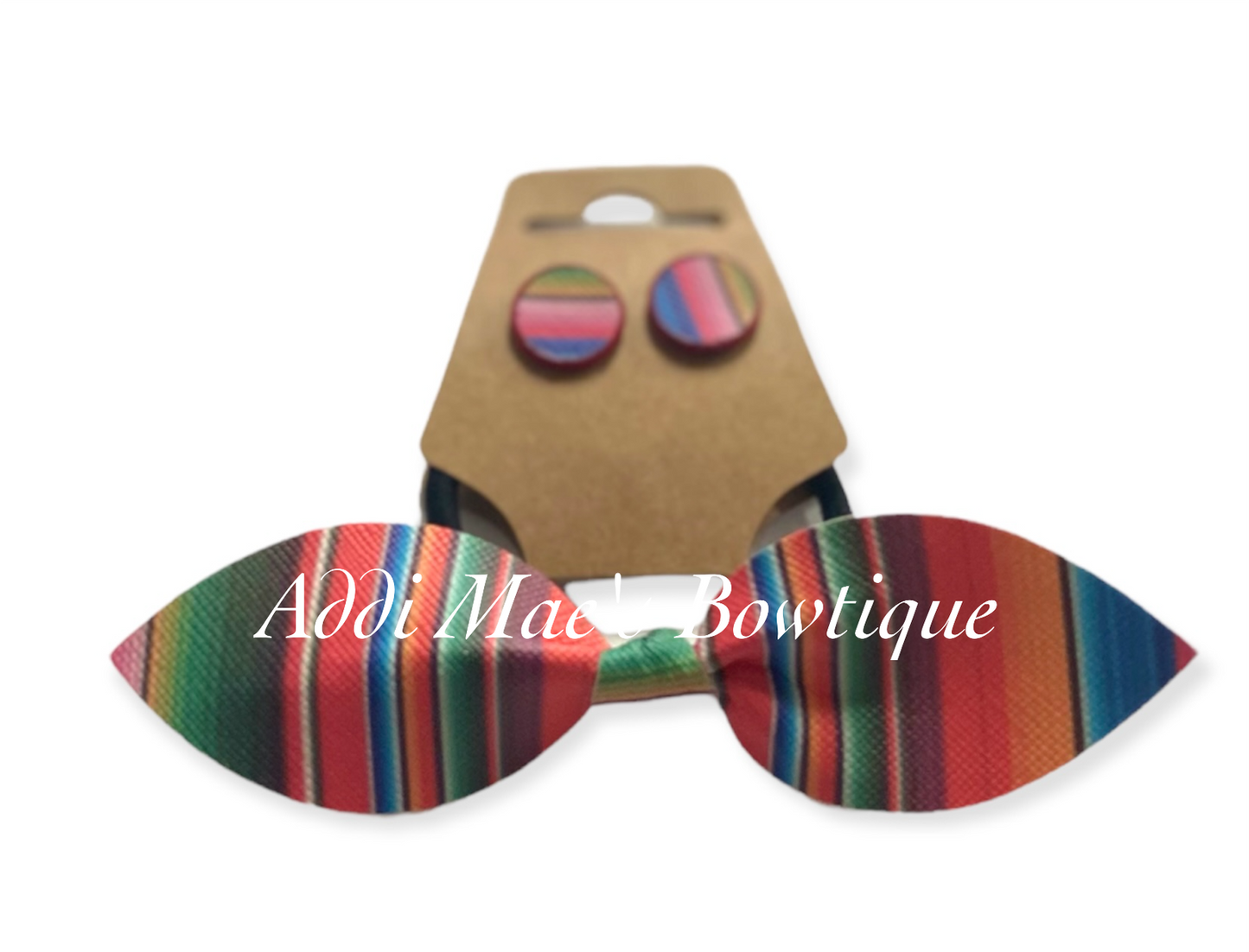 Serape Print Top Knot Pony, Earring Set