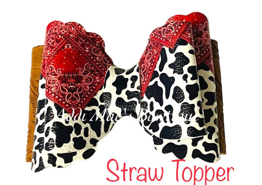 Western Bandanna Cow Straw Topper
