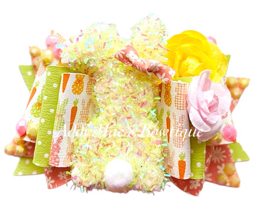 Easter Country Fuzzy BunnyFloral  Bow