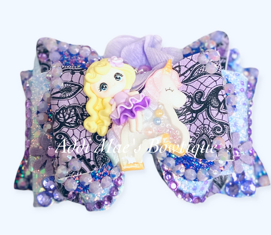 Butterfly Lace Spring Unicorn Bow