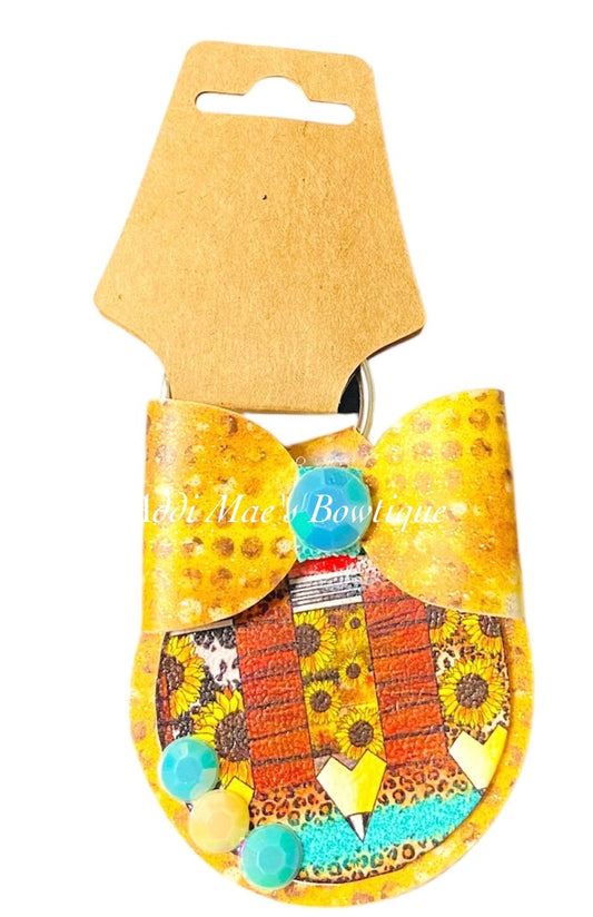 Sunflower Pencils Teacher School Keychain